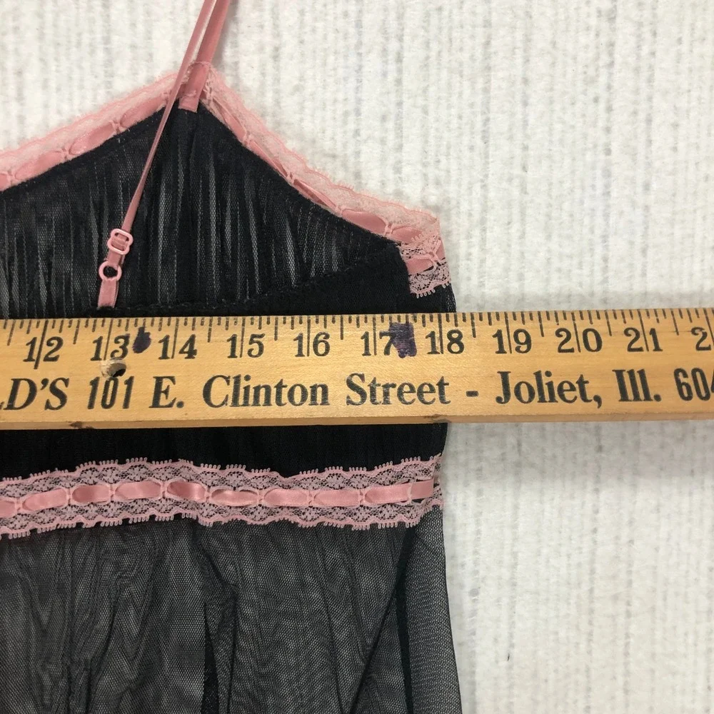 Victorias Secret Black‎ Pink Lace Babydoll Chemise Nightgown L